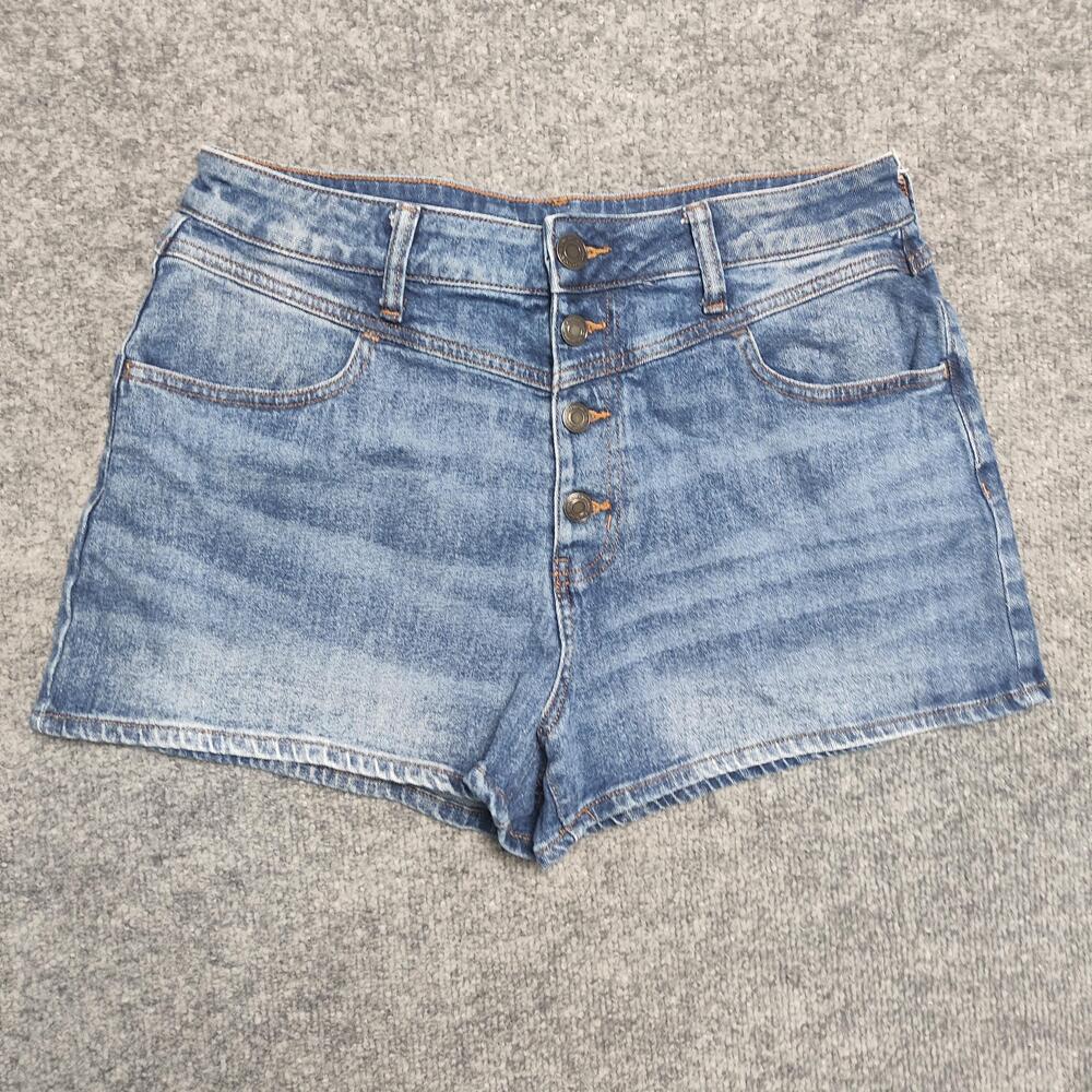 Kohl's Denim Shorts Womens Medium Blue Mom High Rise Button Fly Stretch Casual